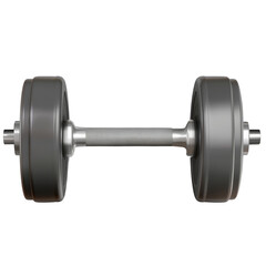 Fototapeta premium a gray dumbbell with rubber grips 3d render icon isolated on transparent background cutout