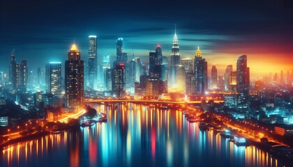 Fototapeta premium city skyline at night