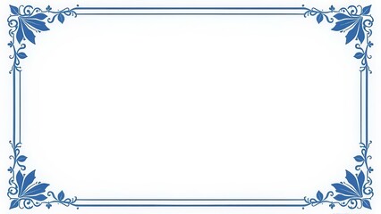 Simple Blue border with Ornamental Edges and White Background