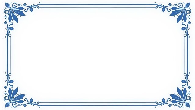 Simple Blue border with Ornamental Edges and White Background