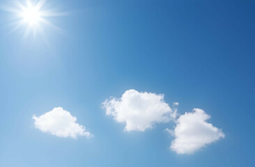 blue sky with clouds and sun