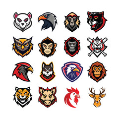 set of animals head icon