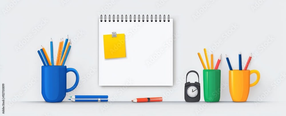 Poster paper notes isolated on a white background. realistic illustration of blank notepad pages attached t