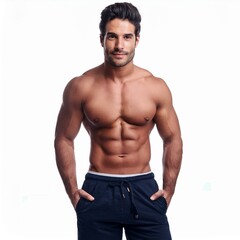 Fototapeta premium handsome man wearing boxer pants, AI generated