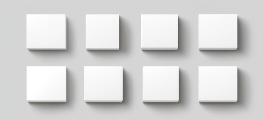 A mockup of a white closed and open cardboard box for delivery or gift concept. A realistic modern illustration set of blank carton packages for delivery or gift ideas.