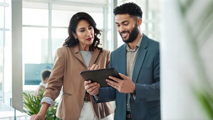 Tablet Meeting Business People Office Research Break Finance Stock Market Discussion Digital Technology Financial Advisors Online Revenue Profit Equity Report