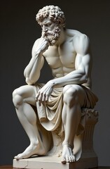 Naklejka premium Statue of ancient wisdom man, Aristotle, philosopher, thinker