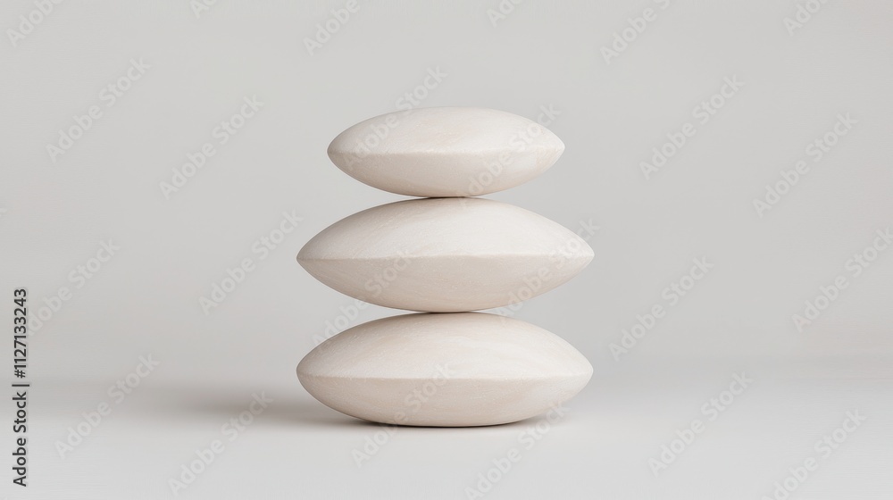 Poster three white spheres stacked on top of each other. the spheres are spherical in shape and appear to b