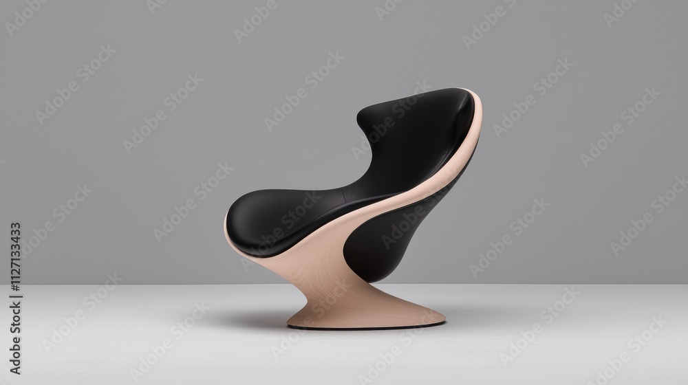 Poster 3d rendering of a modern chair. the chair has a sleek and minimalist design with a curved backrest a