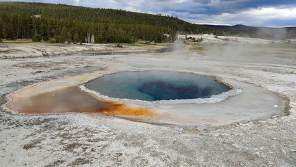 The colourful geothermal hot springs in Yellowstone National Park