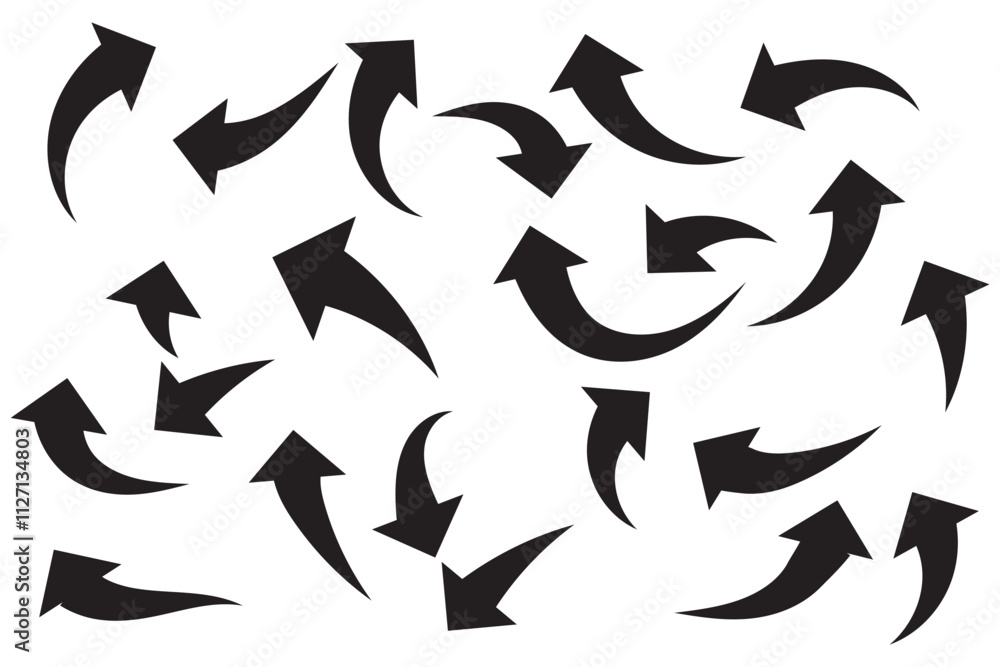 Poster a collection of hand-drawn arrows in various shapes and styles. perfect for design and creative proj