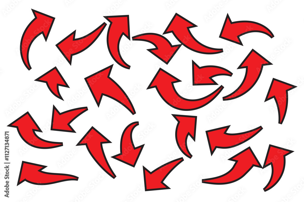 Poster a collection of hand-drawn arrows in various shapes and styles. perfect for design and creative proj