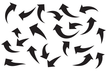 A collection of hand-drawn arrows in various shapes and styles. Perfect for design and creative projects. Vector illustration.