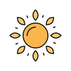 sun color line icon with white background vector stock illustration