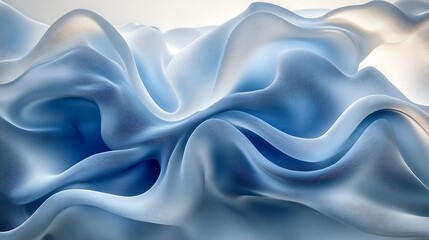 Obraz premium Abstract blue fabric waves, elegant flowing silk texture background.