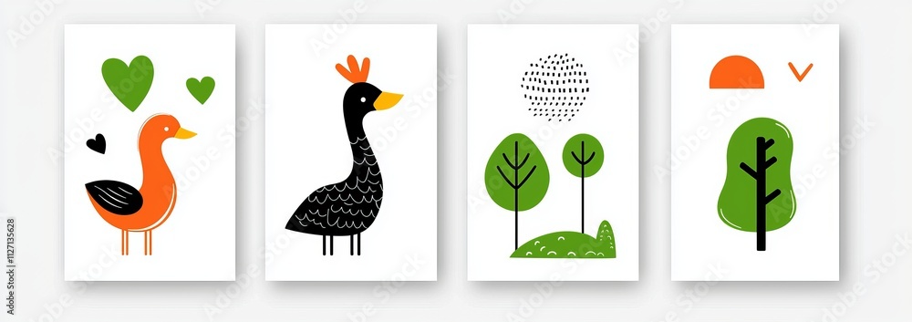 Poster Modern banner layout set with gothic decoration elements and text. Rectangular poster template in y2k style.