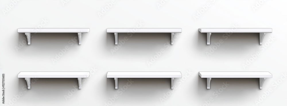 Poster the layout of empty supermarket shelves with racks for product display is presented in this realisti