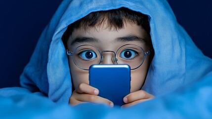It is a picture symbolizing the dangers children could face online, such as sexual harassment, cyberbullying, and inappropriate content, that a young boy stares intently at the screen of his