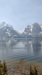 Hiking in the stunning mountain and lake scenery in the Grand Teton National Park, Wyoming