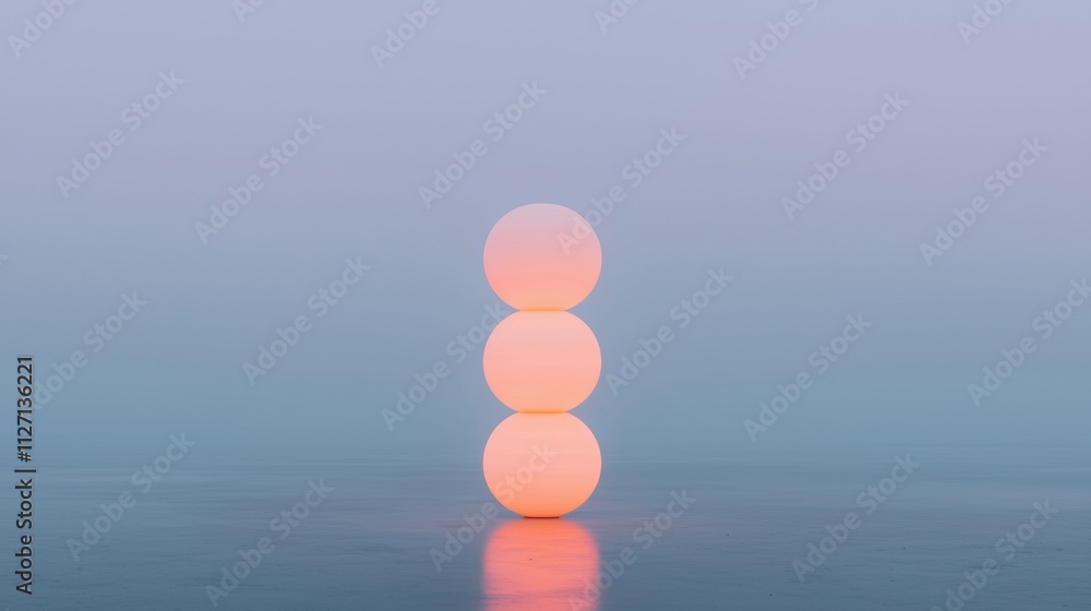 Poster photograph of a single orange sphere floating on the surface of a body of water. the sphere is in th