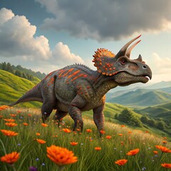 tyrannosaurus dinosaur 3d render A dinosaur with a green head and a white tail is standing in a forest and Ankylosaurus Colorful Dangerous Dinosaur