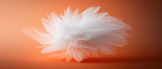 Obraz premium Digital art piece that appears to be a 3d rendering of a flower. the flower is made up of multiple layers of white fabric, creating a layered effect.