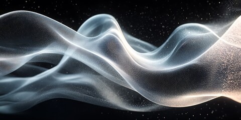 Obraz premium Abstract flowing light wave with particles.
