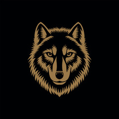 Wolf head.vector illustration on black background