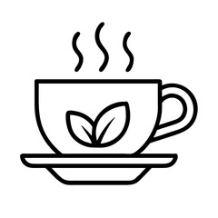 calming tea icon, singles awareness line art, self-love icon - simple black line art icon of calming tea, for singles awareness day celebrations. self-love vector icon.