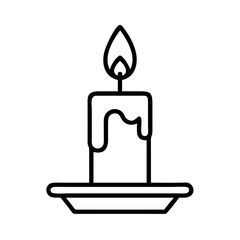 candle burning icon, singles awareness line art, self-love icon - simple black line art icon of candle burning, for singles awareness day celebrations. self-love vector icon.