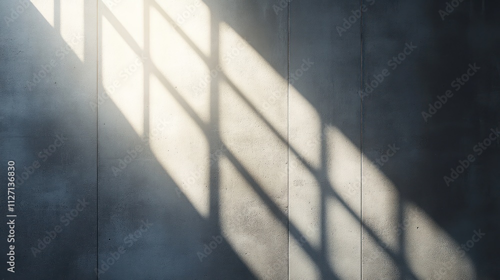 Aufkleber sunlight creates a pattern of shadows on a simple concrete wall showcasing texture and depth