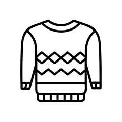 cozy sweater icon, singles awareness line art, self-love icon - simple black line art icon of cozy sweater, for singles awareness day celebrations. self-love vector icon.