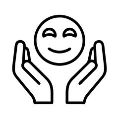 Fototapeta premium face with hands icon, singles awareness line art, self-love icon - simple black line art icon of face with hands, for singles awareness day celebrations. self-love vector icon.