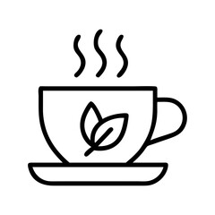 healing tea icon, singles awareness line art, healing tea icon - simple black line art icon of heart in a cup of tea, for singles awareness day celebrations. healing tea vector icon.