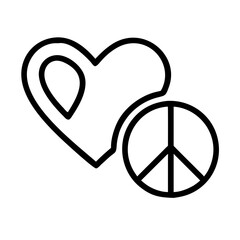 heart peace combo icon, singles awareness line art, self-love icon - simple black line art icon of heart peace combo, for singles awareness day celebrations. self-love vector icon.