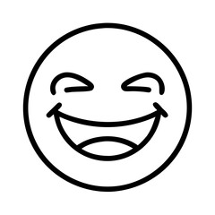 laughing emoji icon, singles awareness line art, self-love icon - simple black line art icon of laughing emoji, for singles awareness day celebrations. self-love vector icon.