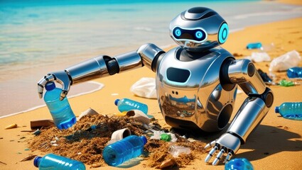 robot on the beach