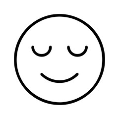 peaceful face emoji icon, singles awareness line art, self-love icon - simple black line art icon of peaceful face emoji, for singles awareness day celebrations. self-love vector icon.