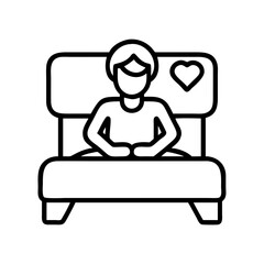 relaxed pose icon, singles awareness line art, self-love icon - simple black line art icon of relaxed pose, for singles awareness day celebrations. self-love vector icon.