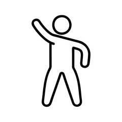 stretching arms icon, singles awareness line art, self-love icon - simple black line art icon of stretching arms, for singles awareness day celebrations. self-love vector icon.