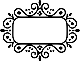 frame with ornaments, flowers, illustration, vector, sticker, stamp, tag, address, name