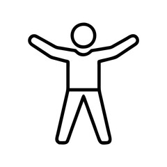 stretching arms icon, singles awareness line art, self-love icon - simple black line art icon of stretching arms, for singles awareness day celebrations. self-love vector icon.