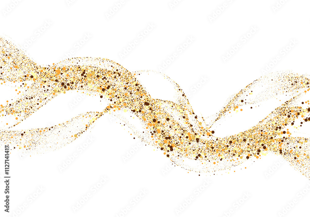 Aufkleber scattered gold particles in the shape of a wave. a festive design element.
