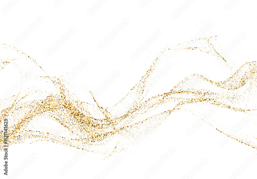 Aufkleber scattered gold particles in the shape of a wave. a festive design element.