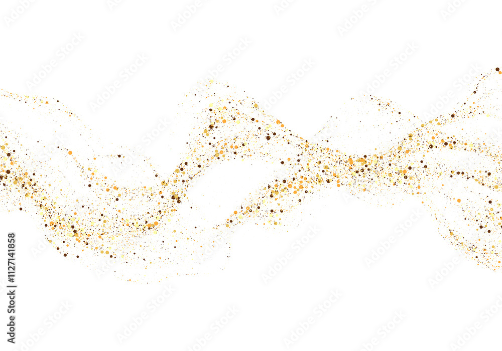Aufkleber scattered gold particles in the shape of a wave. a festive design element.