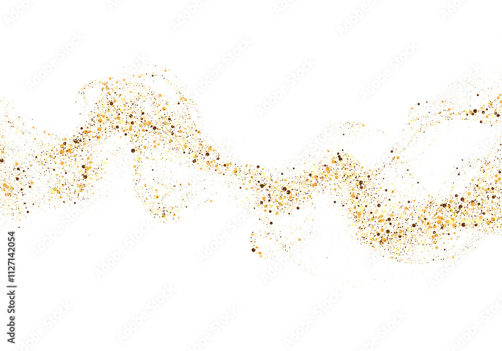 Aufkleber scattered gold particles in the shape of a wave. a festive design element.