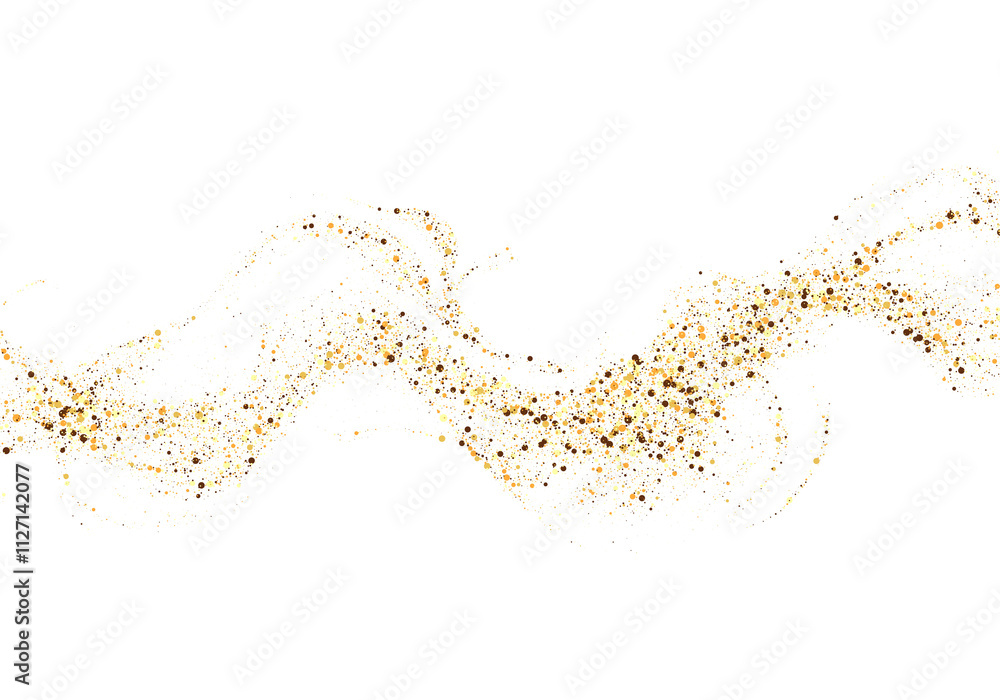 Aufkleber scattered gold particles in the shape of a wave. a festive design element.