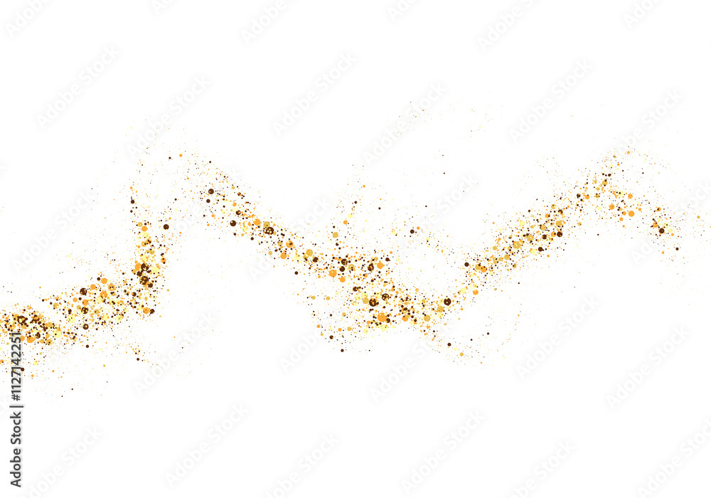 Aufkleber scattered gold particles in the shape of a wave. a festive design element.