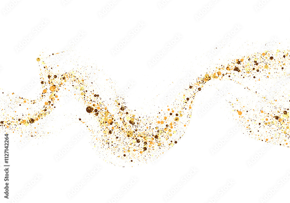 Aufkleber scattered gold particles in the shape of a wave. a festive design element.
