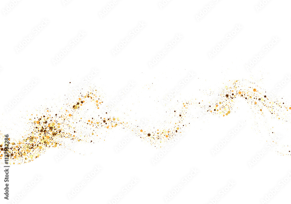 Aufkleber scattered gold particles in the shape of a wave. a festive design element.